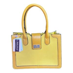 NWT Mellow World Vegan Leather Two Toned Yellow Purse w/Crossbody Strap